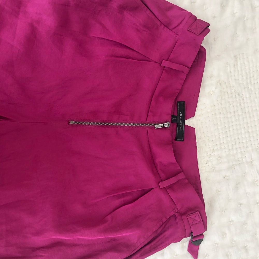 BCBG pink silky feel wild-leg pants